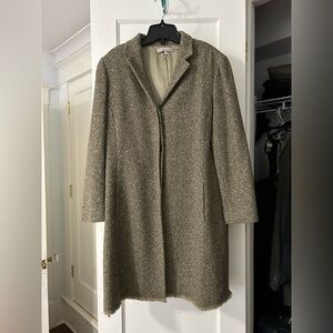 Women's vintage Anne Klein Olive wool blend Tweed Coat - size 14